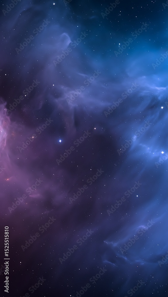 Naklejka premium Cosmic Nebula A Vivid Display of Purple, Blue, and Pink Hues in the Vast Expanse of Space