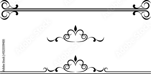 black and white set of delimiters for text, dividers