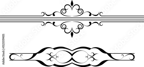 black and white set of delimiters for text, dividers