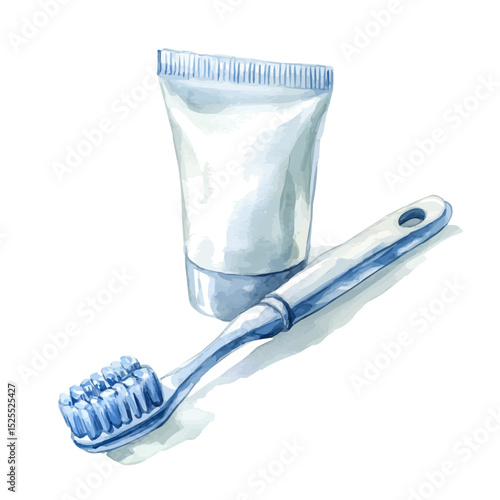 Toothpaste, watercolor drawing vector, high quality, isolated on a white background.