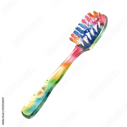Toothbrush, watercolor illustration vector, high quality, isolated on a white background.