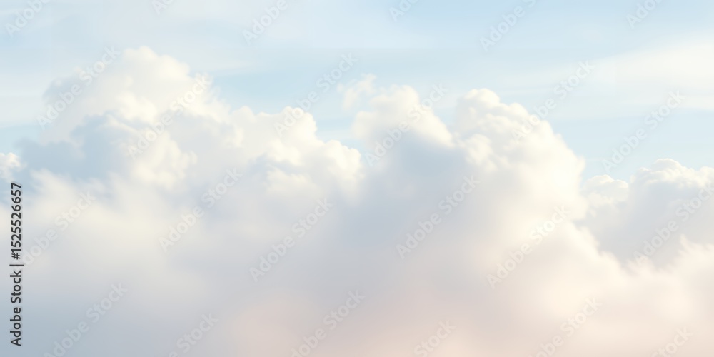 Fototapeta premium A serene view of fluffy white clouds against a soft blue sky creating a peaceful atmosphere
