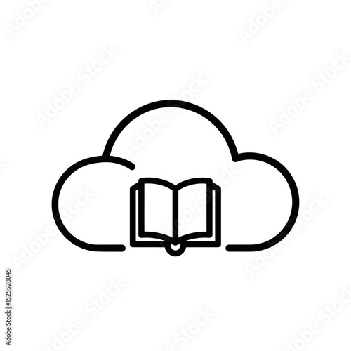 Cloud Computing Book Icon in Minimalist Line Style  