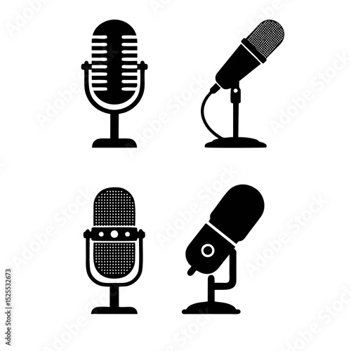 Broadcasting Equipment Vectors: Studio Microphones for Digital Media