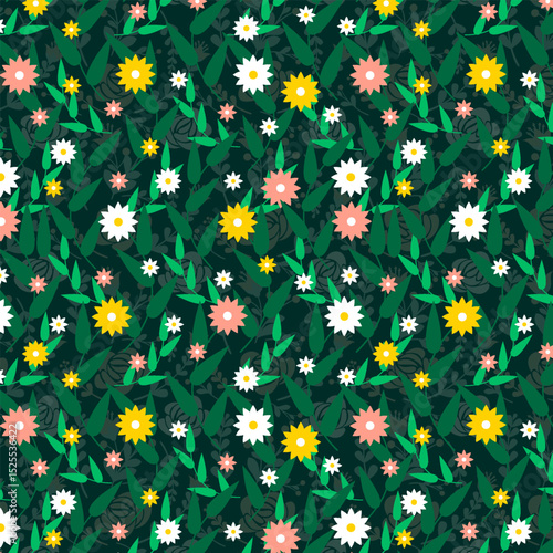 Seamless Vector Floral Pattern – Elegant Hand-Drawn Botanical Illustration with Repeating Design for Fabric, Wallpaper, and Digital Backgrounds