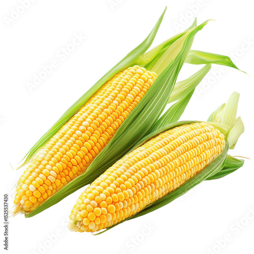 Wallpaper Mural Freshly harvested sweet corn nestled in green husks on a bright Transparent background, Sweet corn isolated on PNG background Torontodigital.ca