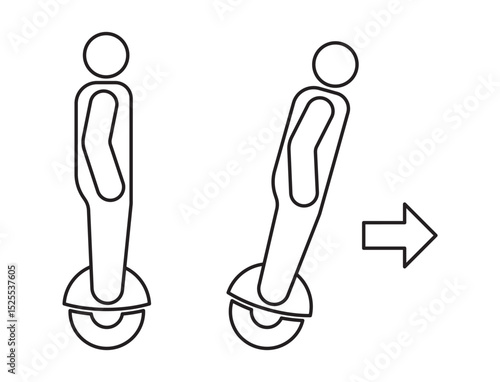 person ride electric unicycle outline icon