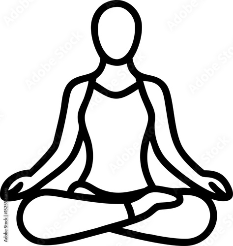 yoga line art vector icon on withe background