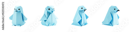Delightful quartet of origami penguins a playful craft project bringing simple joy with clean crisp