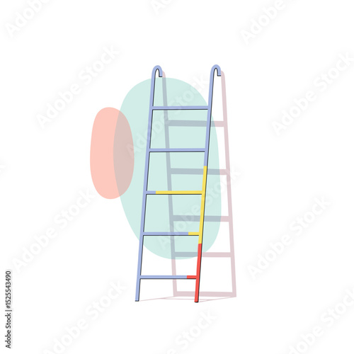 Colorful step ladder standing against abstract background  