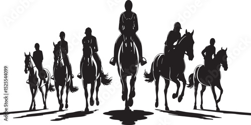 Equestrian Riders and Horses Silhouettes