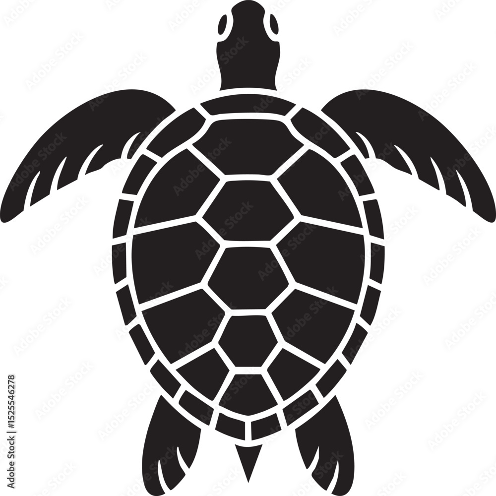 Obraz premium Sea Turtle Silhouette Top View