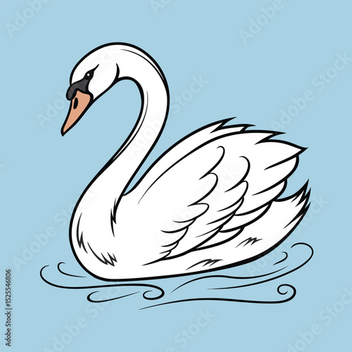 swan on the water vector art