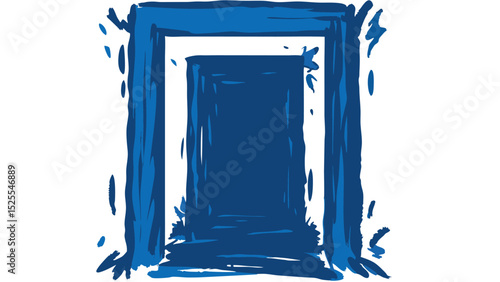 Illustration of a series of three blue rectangular frames receding into the distance on white background