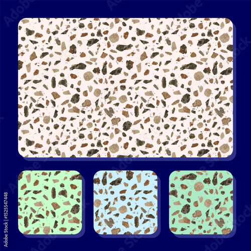 Seamless Terrazzo Stone Pattern Collection with Color Variations Modern Abstract Decorative Background for Interior Design, Flooring, Wall Tiles, and Creative Surface Textures