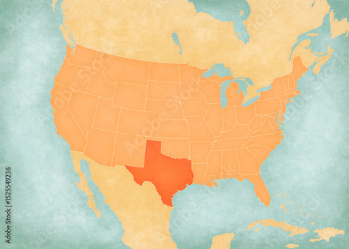 Map of United States of America - Texas