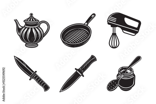 silhouette of cooking tools