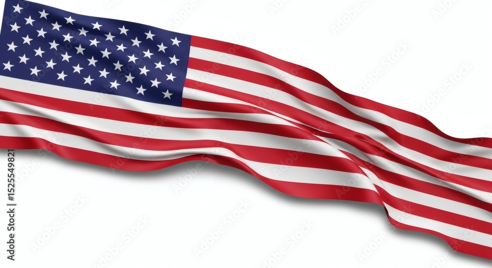 Obraz premium Waving Glory A Captivating Rendering of the American Flag on Isolated White