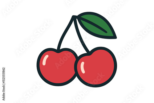A flat color vector icon of cherry fruit or cherries designed for use on food apps and websites