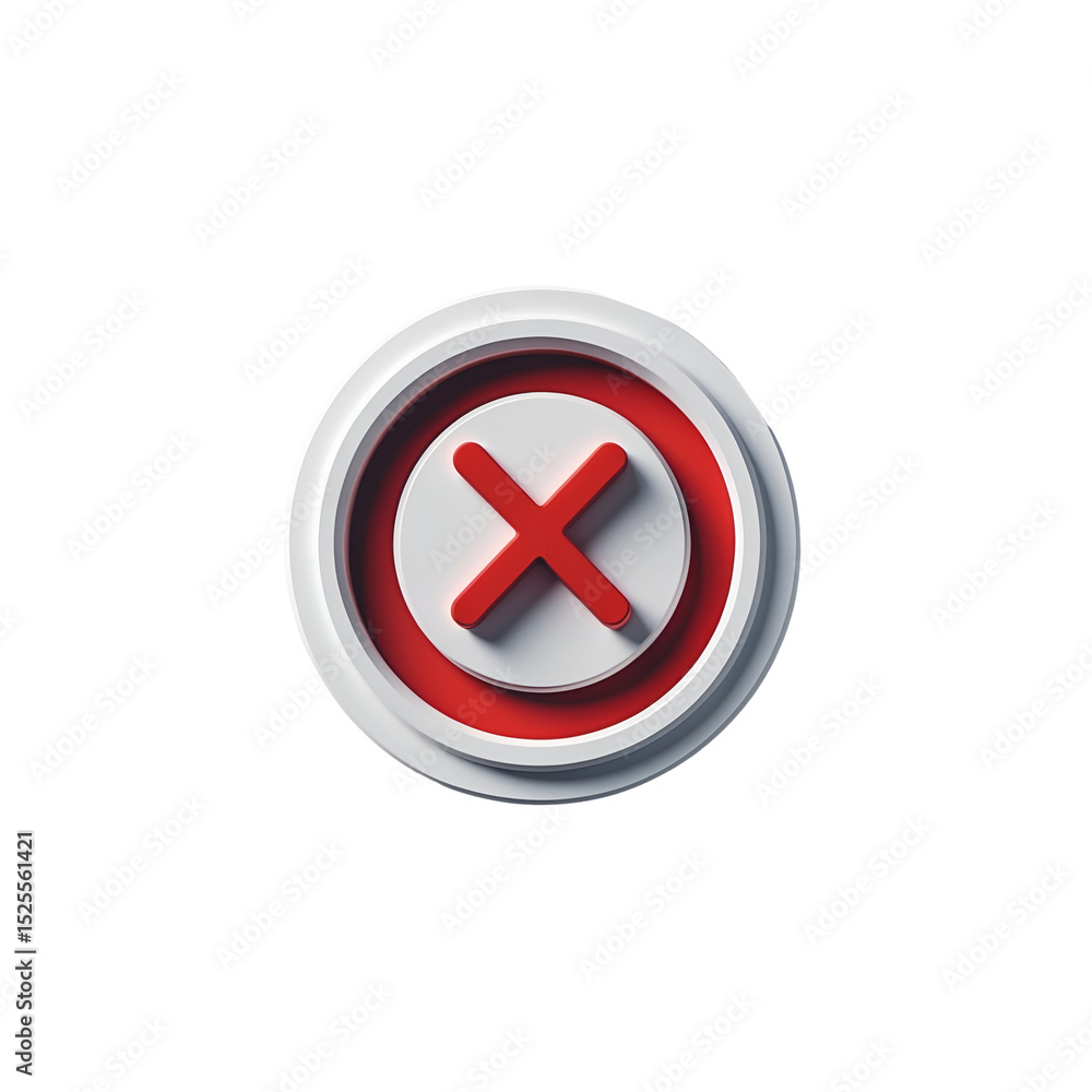 Obraz premium Red Cross Mark Button Icon Isolated on Transparent Background 