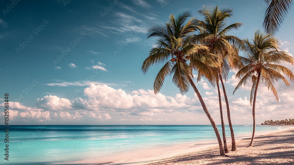 beach with palm trees and sky . beach with palm trees and sky .