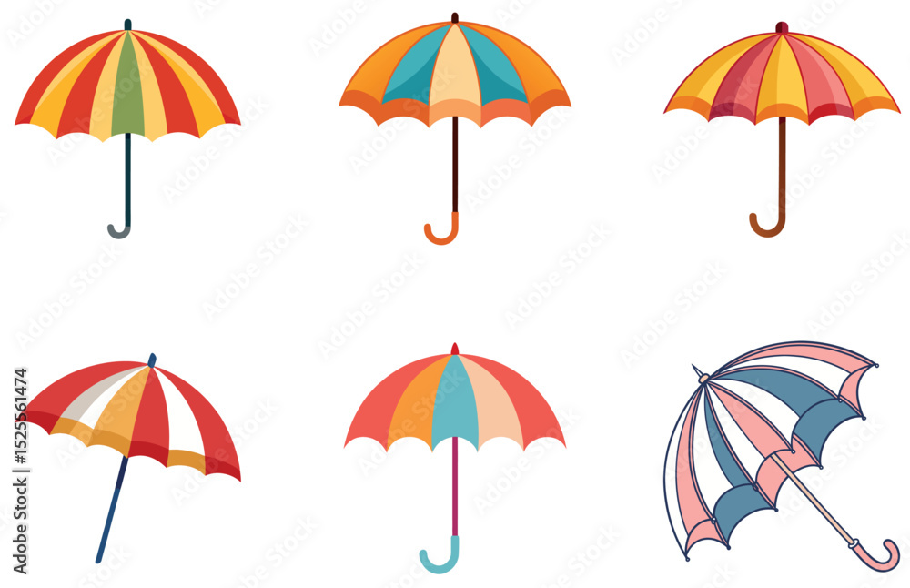 Obraz premium Umbrellas Vector Design Colorful and Stylish Umbrella Illustrations for Rainy Weather and Accessories
