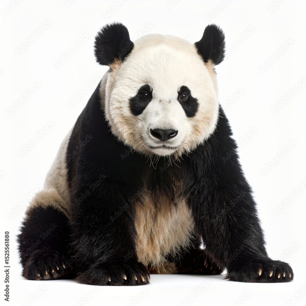 Fototapeta premium Cute playful panda bear over white background