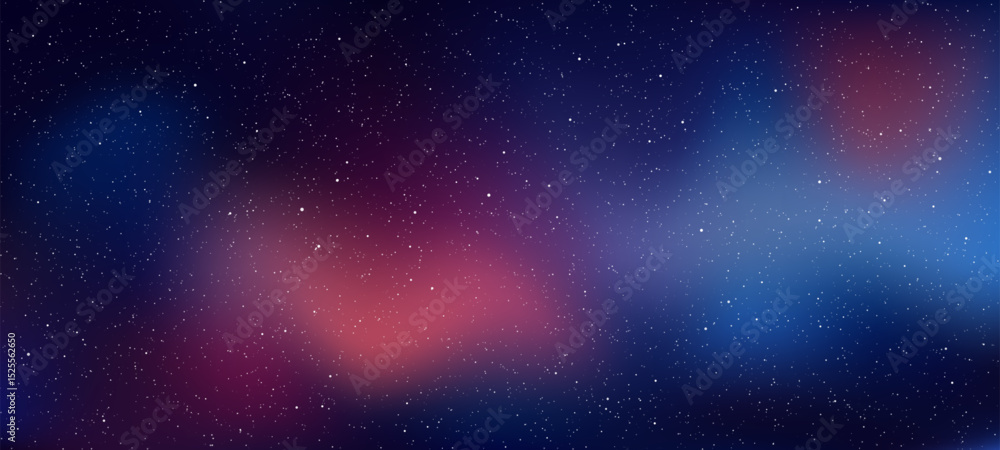 Obraz premium Abstract space background with stars and colorful nebula. Digital sky texture for futuristic concept. Design for universe or deep space banner. Vector graphics.