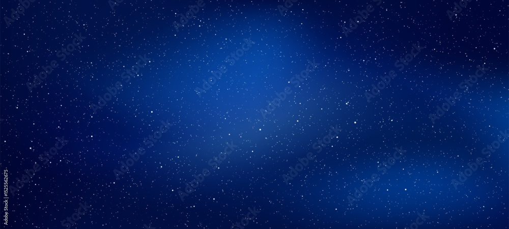 Obraz premium Deep blue sky with countless scattered stars and shimmering cosmic dust. Night universe background for astrophysics and science. Vector graphics.