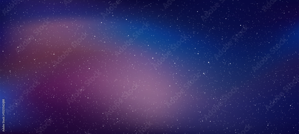 Obraz premium Cosmic background with twinkling stars and a colorful galaxy effect. Vector space art for astronomy and science themes. Vector graphics.