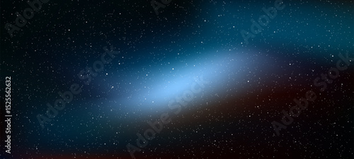 Cosmic starry sky with blue and red nebula. Abstract outer space background. Universe landscape with stars for astronomy concept. Vector graphics.
