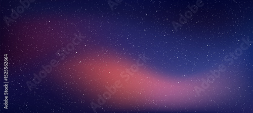 Dark blue and purple night sky with many stars. Deep space background with a colorful nebula. Universe abstract texture for astronomy banner. Vector graphics.
