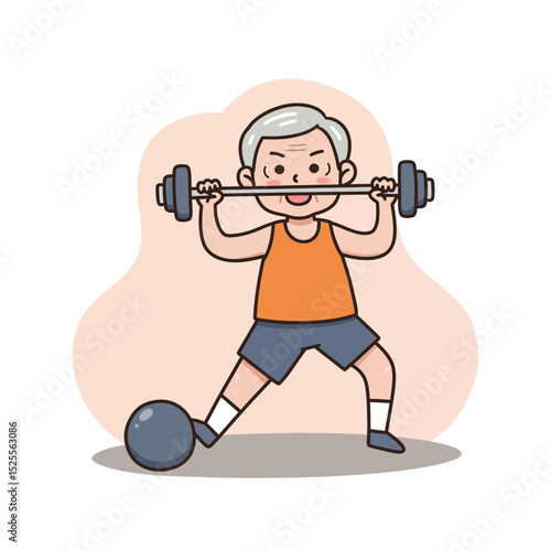 Active elderly man lifting dumbbells while exercising in gym  