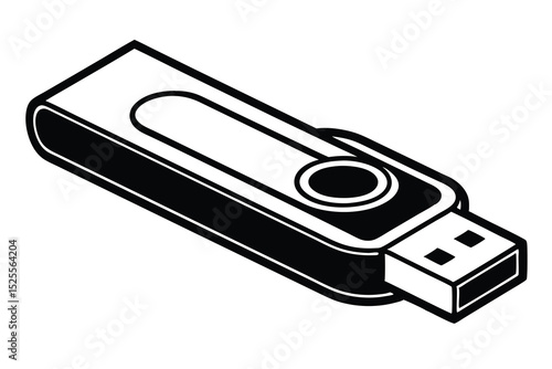 High-Resolution USB Flash Drive Illustration Data Storage Device Vector Graphic