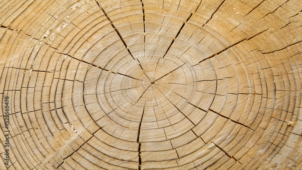 Naklejka premium Cross section of a tree trunk showing its growth rings