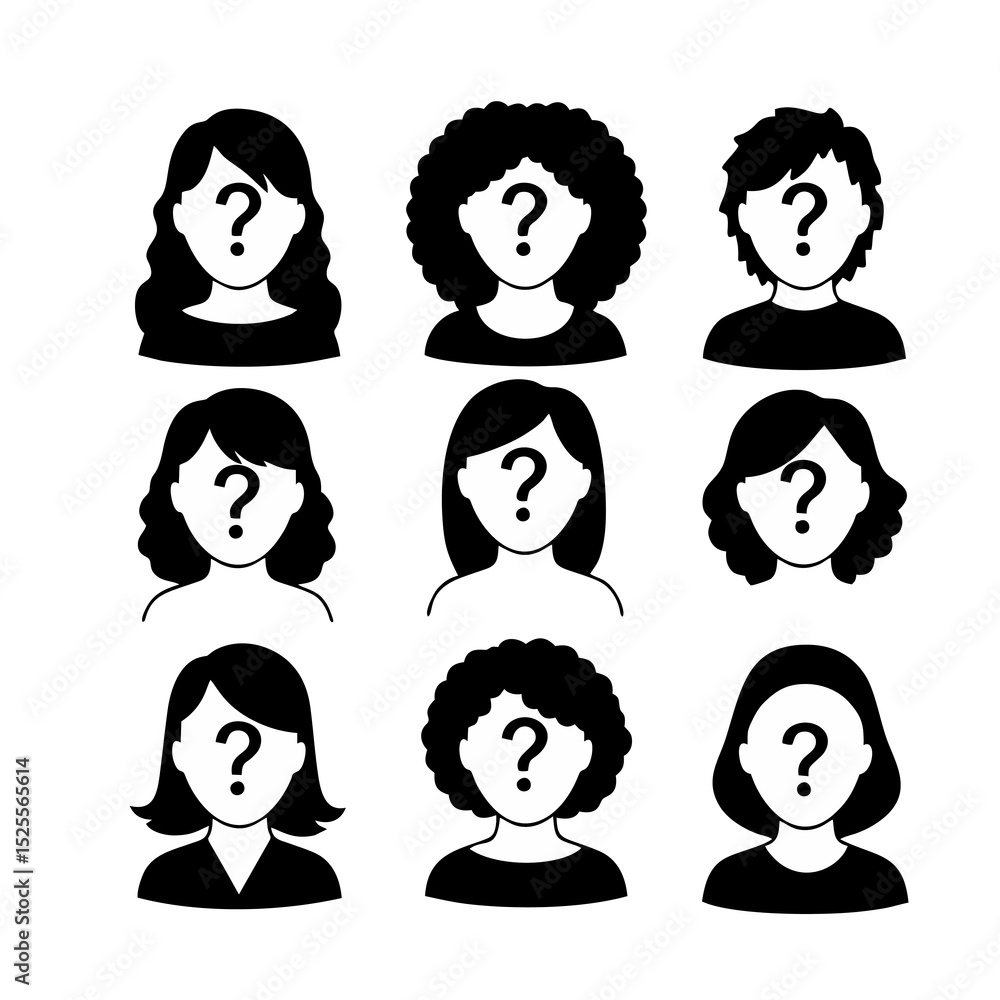 Unknown Women Silhouette - Missing Identity Icons Unknown Women Silhouette - Missing Identity Icons