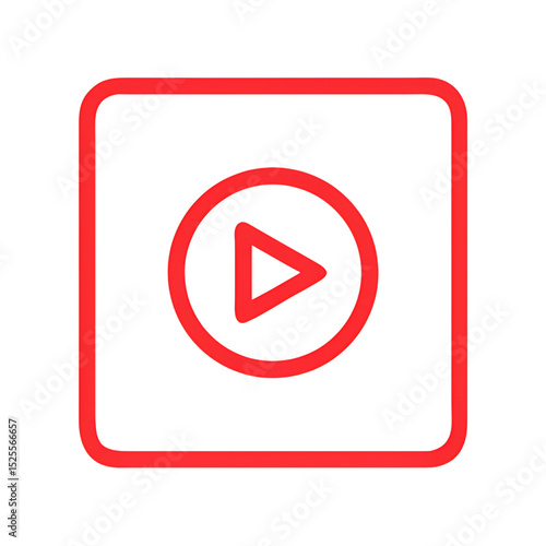 Free Download Minimalist Red Play Button Icon with Rounded Square Frame - GFXLoad