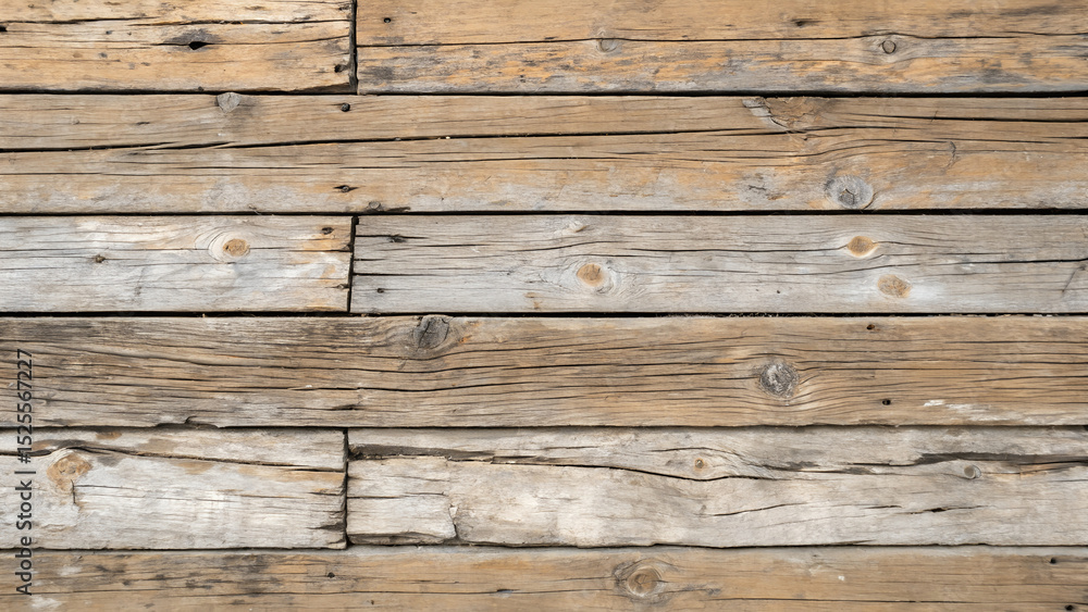 Naklejka premium Old weathered wooden planks create a rustic textured background