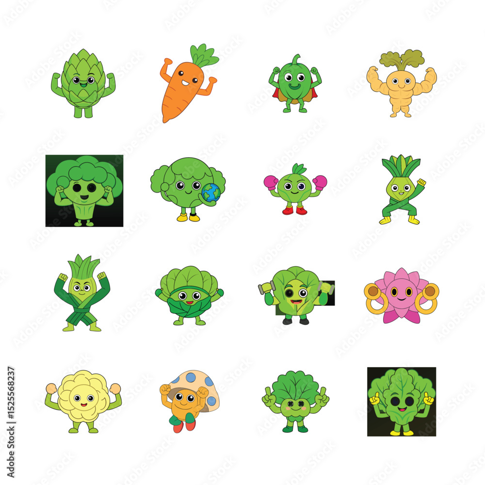 Obraz premium sat cartoon Fruits and Vegetable 