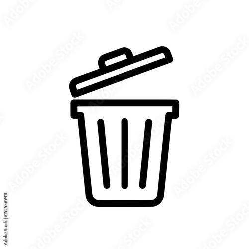 Open Trash Can Icon Representing Waste Disposal or Garbage Bin