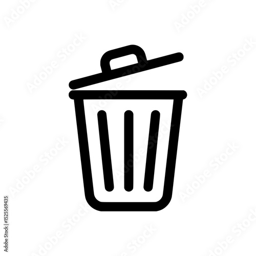 Open Trash Can Icon Representing Waste Disposal or Garbage Bin