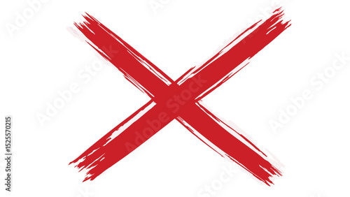 A large red x mark with brush stroke texture on a white background indicating rejection or error