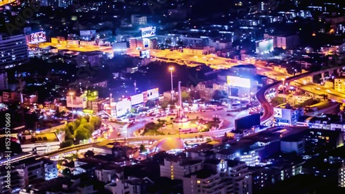Wallpaper Mural Aerial Night View of Illuminated Cityscape with Roads and Bridges Torontodigital.ca