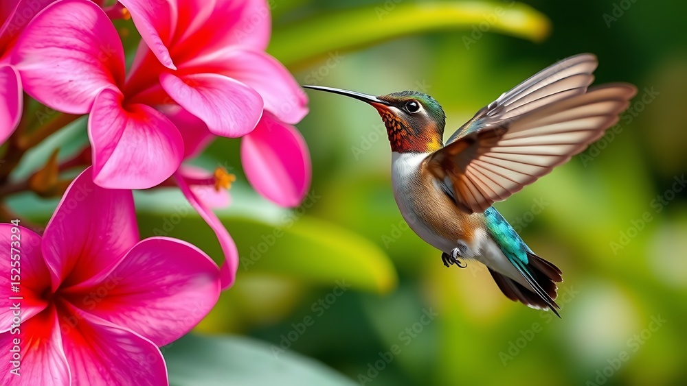 Naklejka premium hummingbird feeding on flower