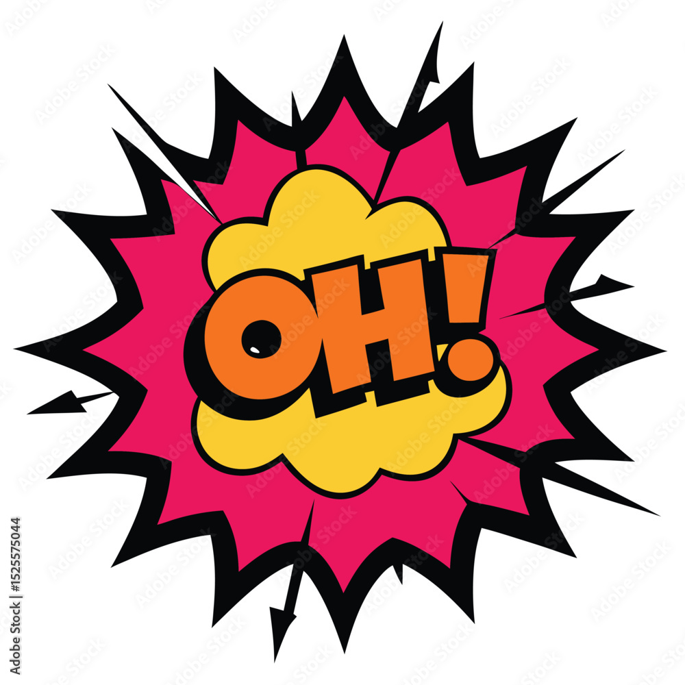 Comic Book Style OH! with Starburst Explosion and Vibrant Colors Comic Book Style OH! with Starburst Explosion and Vibrant Colors