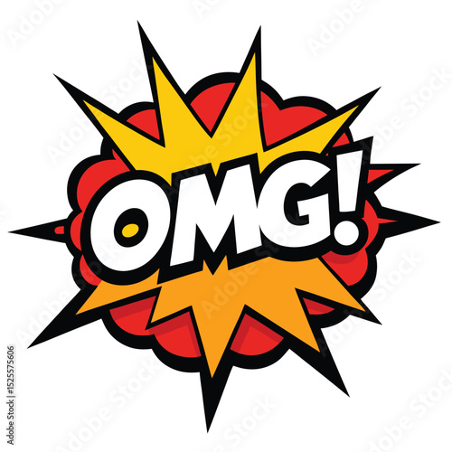 Comic Style OMG Explosion Burst, Vivid Colors, Bold Text for Dynamic Design