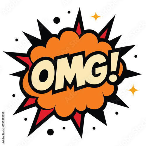 Pop Art OMG! Comic Explosion with Star Sparkles and Dynamic Burst