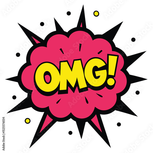 Vibrant Comic Book Style Speech Bubble Design with Expression OMG! Graphic