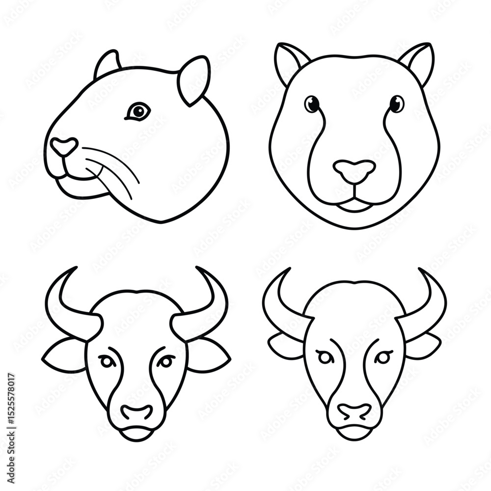 Obraz premium Animal heat line art bundle 