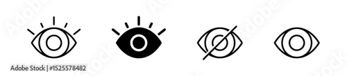 eye icon set. vision icon, see view icons - eyesight symbol - invisible eye hide icon, incognito icon no eye view hidden icon set. vision icon, unsee icons